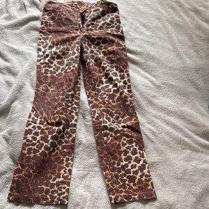 Escada cotton Leopard-Pattern Trousers in Brown and Tan